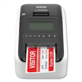 Brother - QL-820NWBC 5 in. x 5.7 in. x 9.2 in. 110 Labels/min Print Speed Ultra Flexible Label Printer - Black/Red