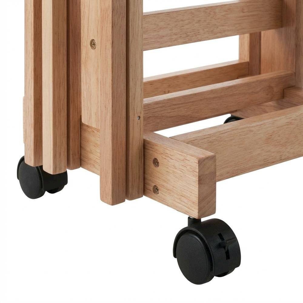 Alt View 1. FurniFact - Natural Wood 6 Piece TV Trays Set With Folding Snack Tables And Mobile Stand - Natural.
