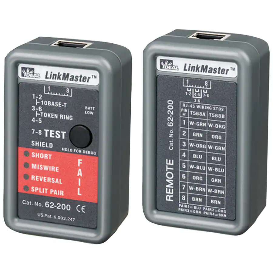 Wiremapper IDEAL LinkMaster RJ45 CAT5E/6 Ethernet Wiremapper Tester Gray 62-200 ...