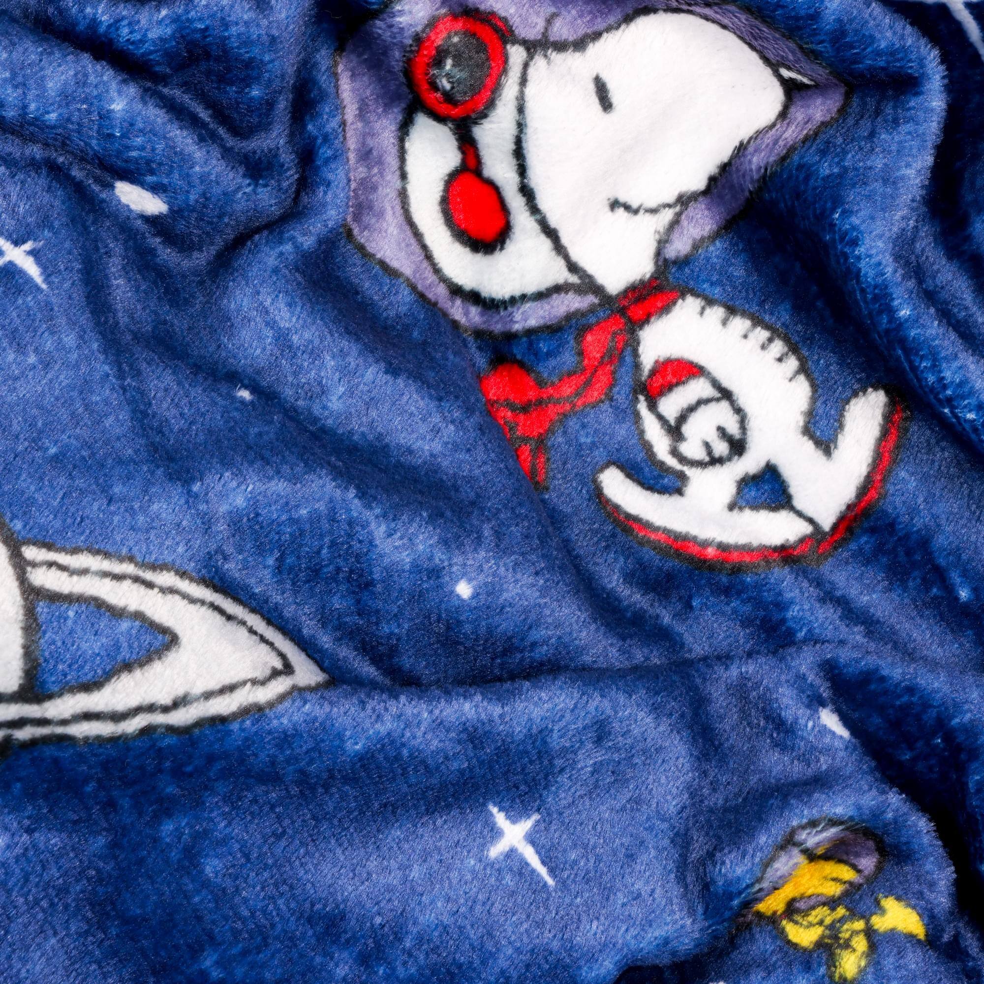 Alt View 1. Silver Buffalo - Peanuts Snoopy and Woodstock In Space Fleece Throw Blanket | 45 x 60 Inches - Blue.