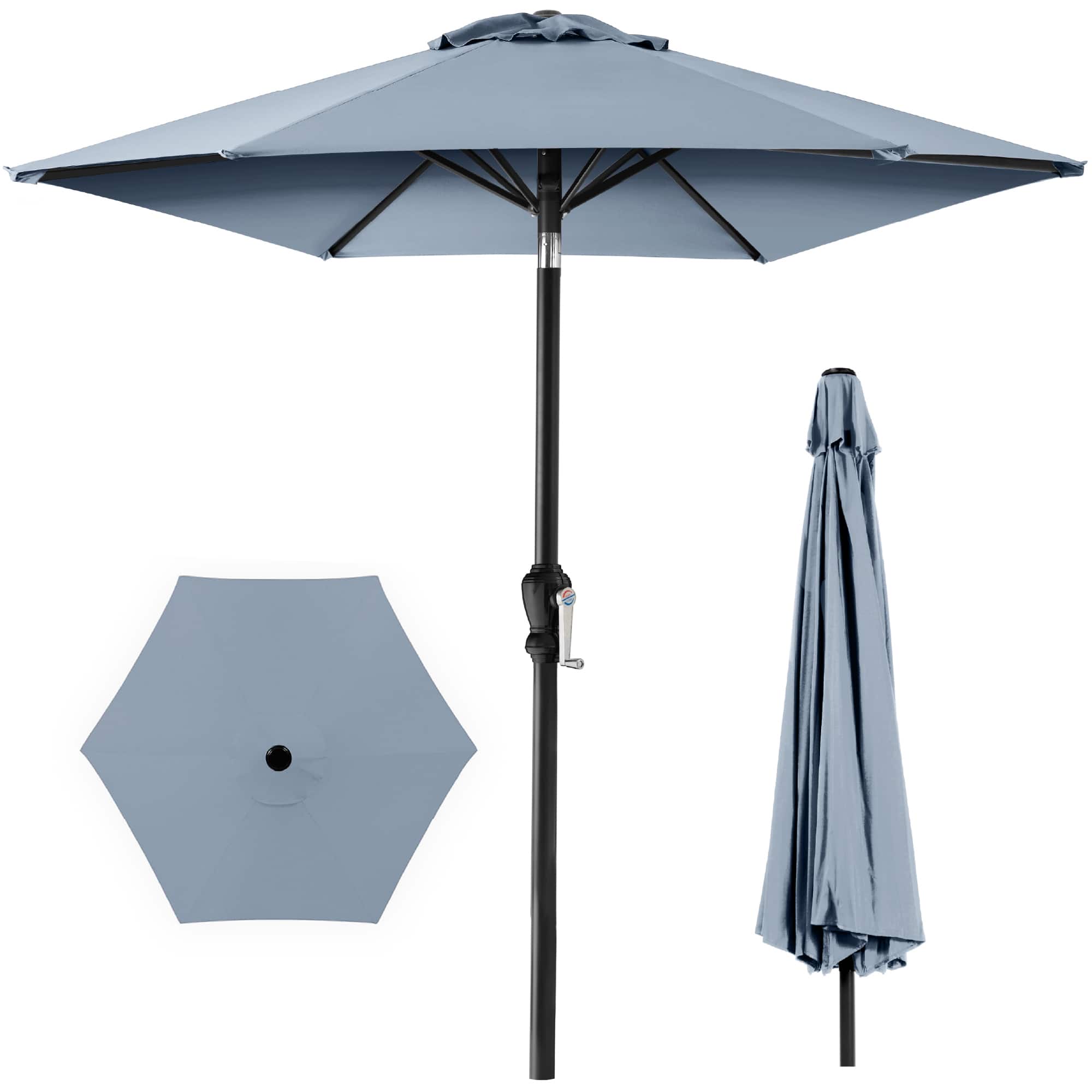 Front. Best Choice Products - Best Choice Products 10ft Outdoor Steel Market Patio Umbrella w/ Crank, Tilt Push Button, 6 Ribs - Breeze Blue - Breeze Blue.