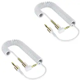 Home Collection - 2Pcs L-Shaped 3.5mm Male to Male AUX Cable - White