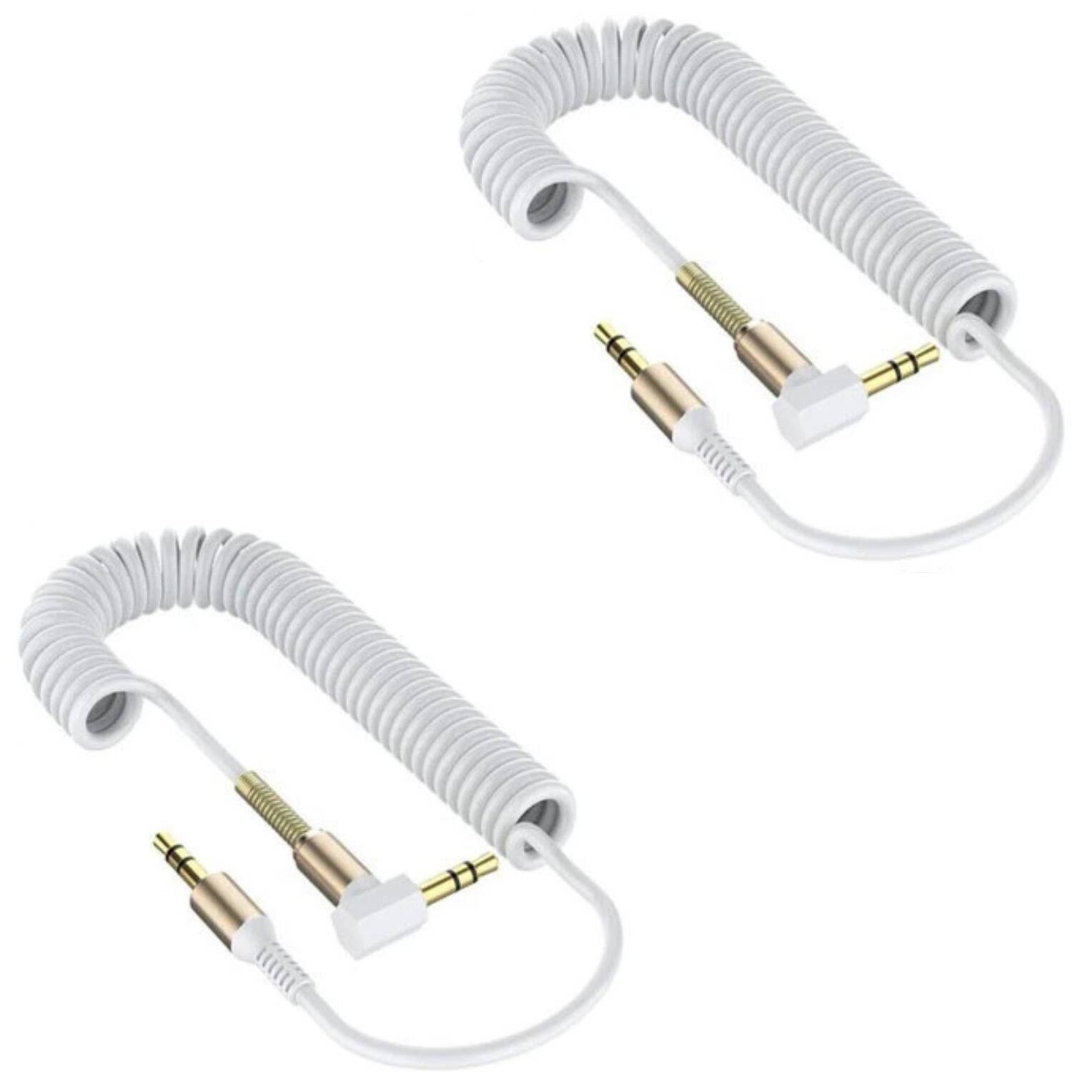 Front. Home Collection - 2Pcs L-Shaped 3.5mm Male to Male AUX Cable - White.