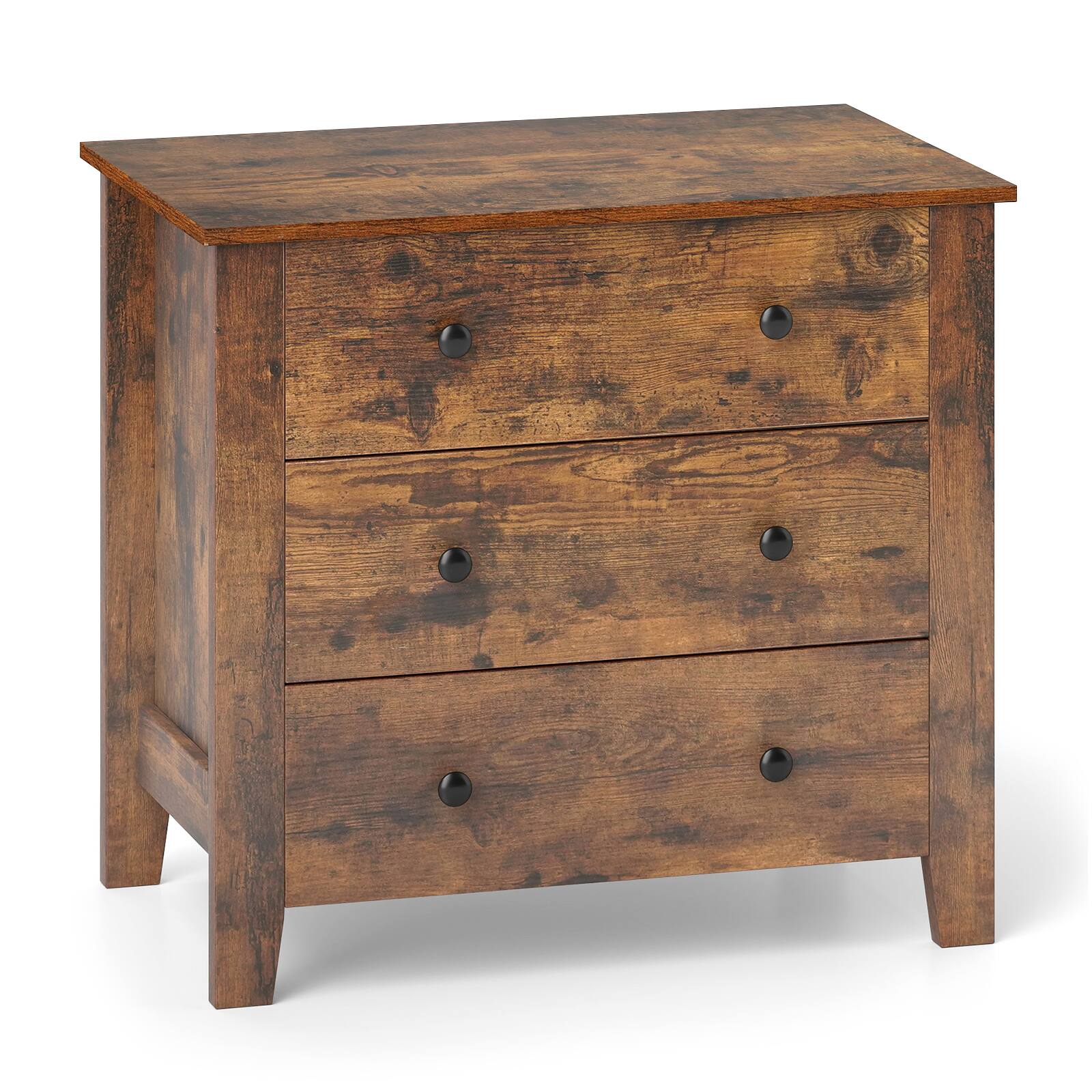 Alt View 7. Gymax - Gymax 3-drawer Dresser w/ Convenient Handles Smooth Slide Rails Accent Table Rustic Brown - Rustic Brown.