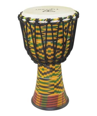 Front. Tycoon Percussion - 12" Djembe, Fiberglass Shell is Lightweight & Hand-Brushed, Rope-Tuned, Goatskin Head.