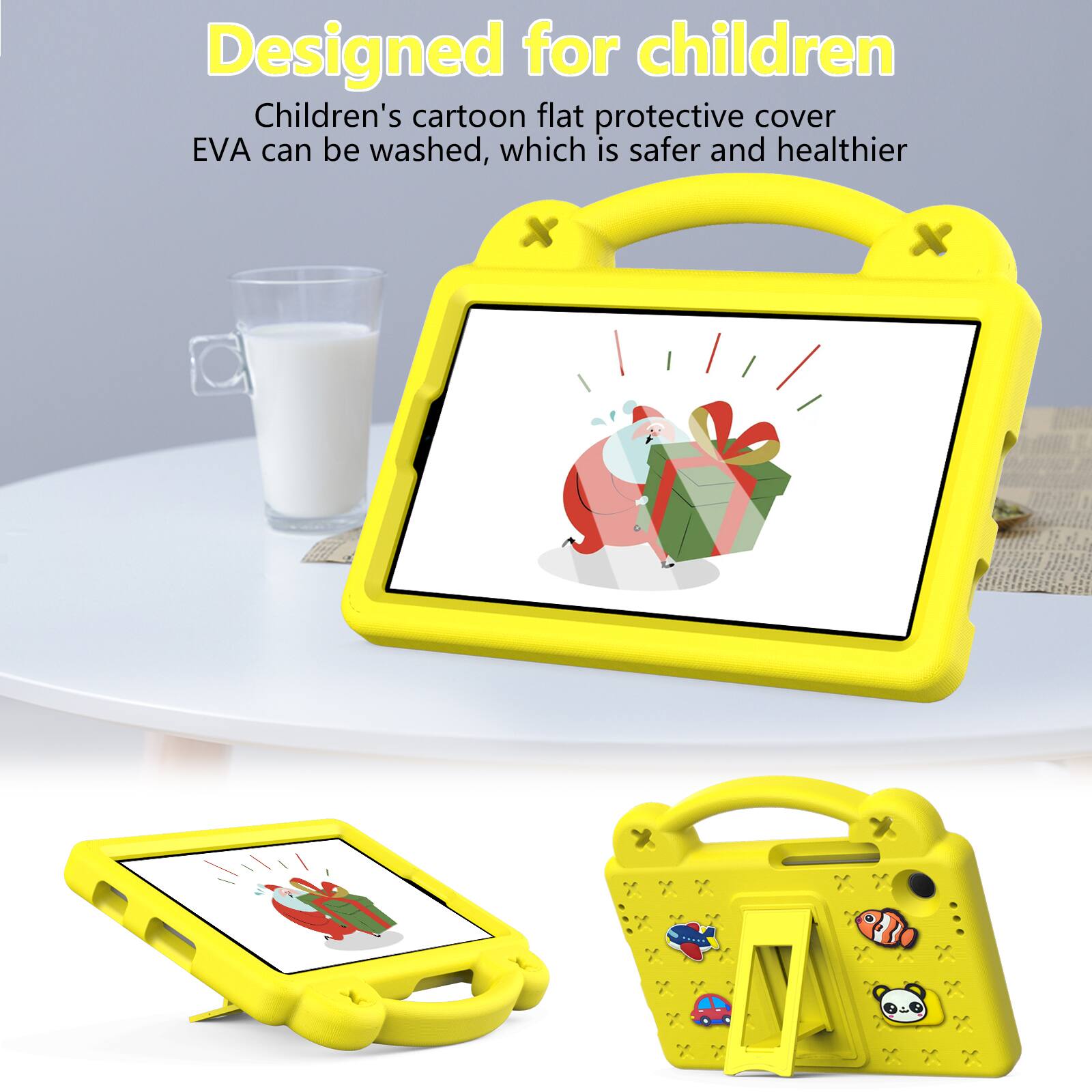 Designed for children  
Children's cartoon flat protective cover EVA can be washed, which is safer and healthier