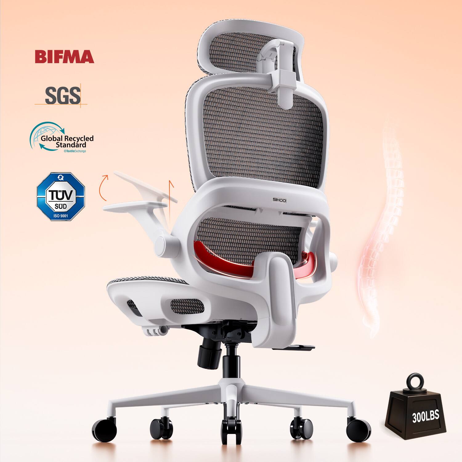 BIFMA  
SGS  
Global Recycled Standard  
TÜV SUD  
ISO 9001  
300LBS