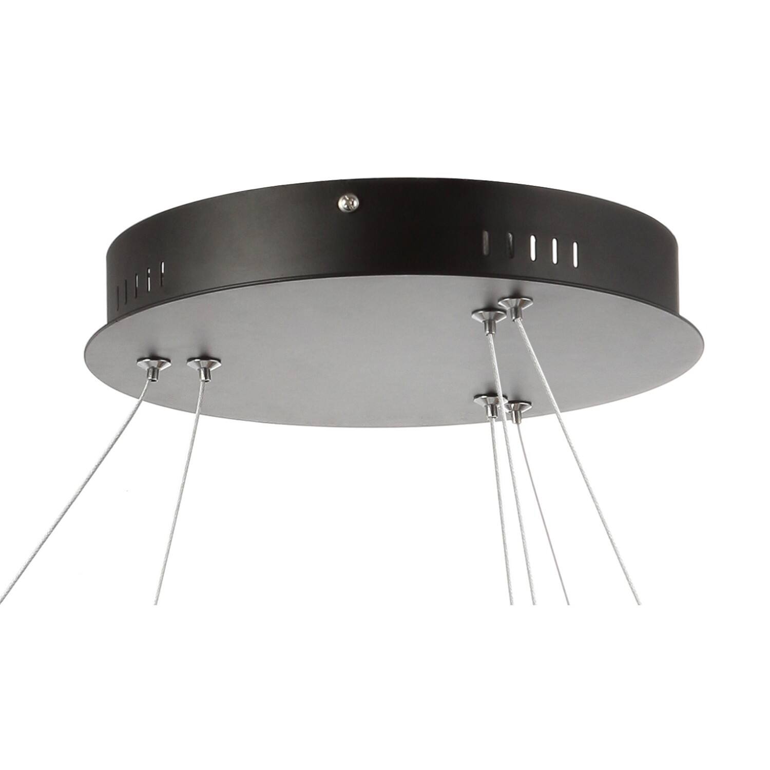 Alt View 5. Jonathan Y - Brice 24" 2-Light Modern Contemporary Metal Round Integrated LED Pendant, Matte Black - Matte Black.