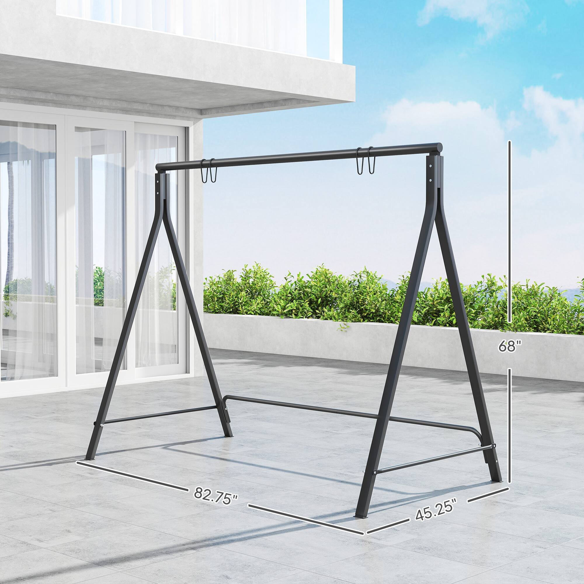 Outsunny Metal Porch Swing Stand Heavy Duty Swing Frame