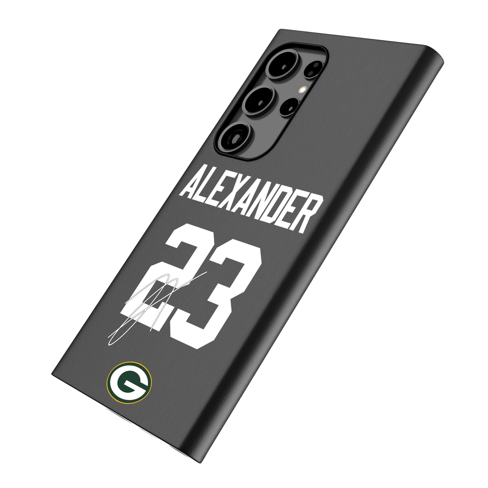 Alt View 1. Keyscaper - Jaire Alexander Black Green Bay Packers Galaxy Magnetic Bump Case - S25 Ultra - Black.