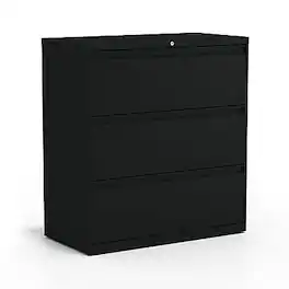 Staples - HL8000 3-Drawer Lateral File Cabinet, Letter/Legal Size, Lockable, 40.25"H x 36"W x 18.63"D, (60941/17634) - Black