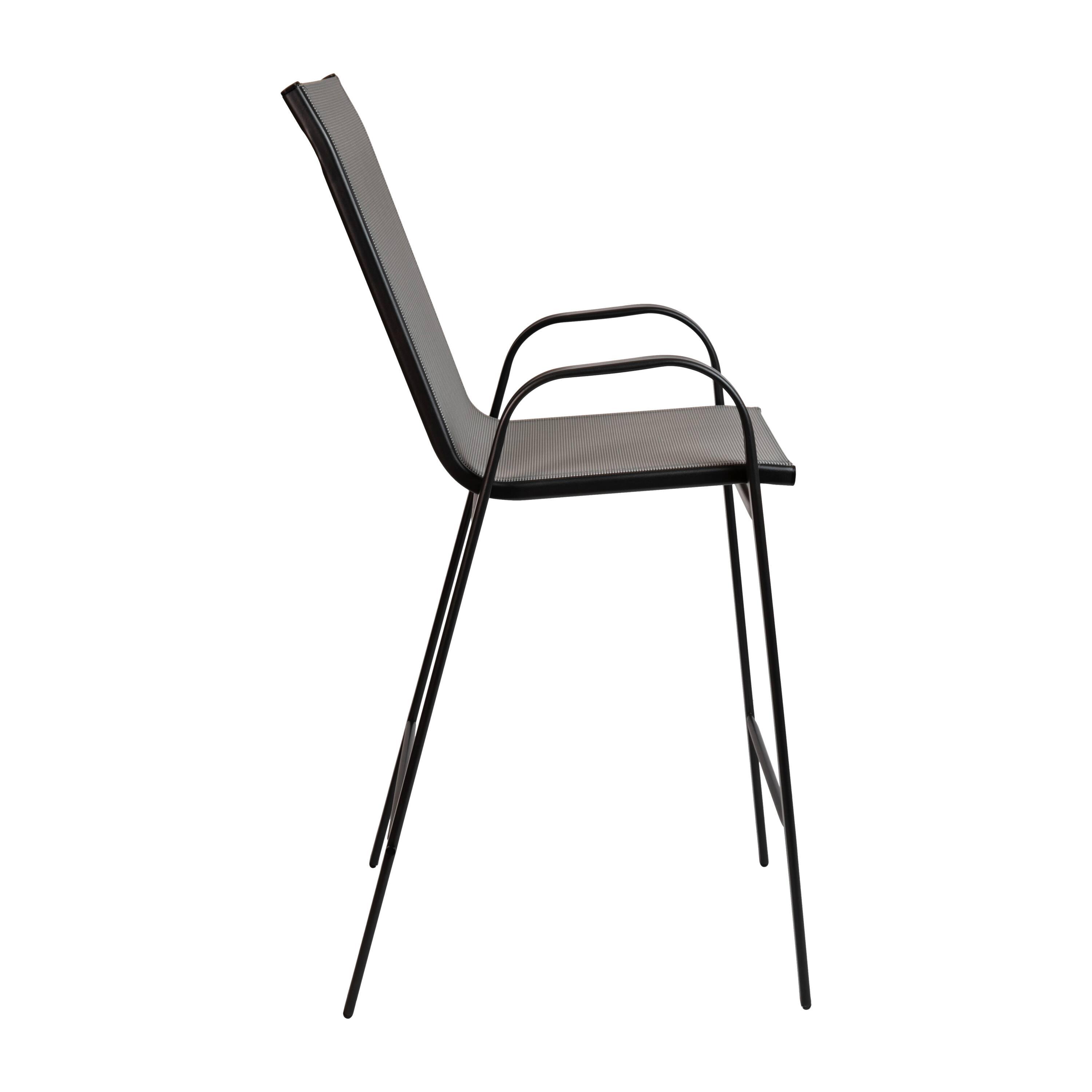Alt View 7. Emma + Oliver - 4 Pack Outdoor Barstools with Flex Comfort Material-Patio Stool - Gray.