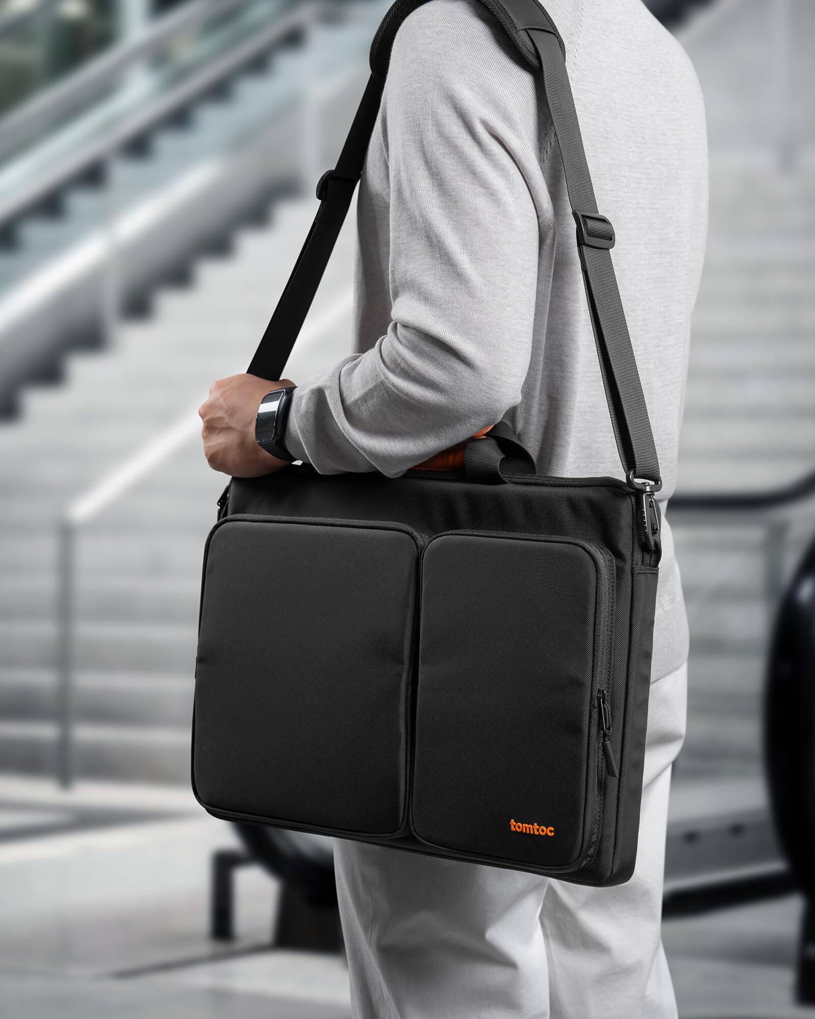Alt View 7. tomtoc - Defender-A42 360° Protective Laptop Shoulder Bag for 17-17.3 inch HP Dell Acer ASUS Lenovo ThinkPad Gaming Laptop - Black.