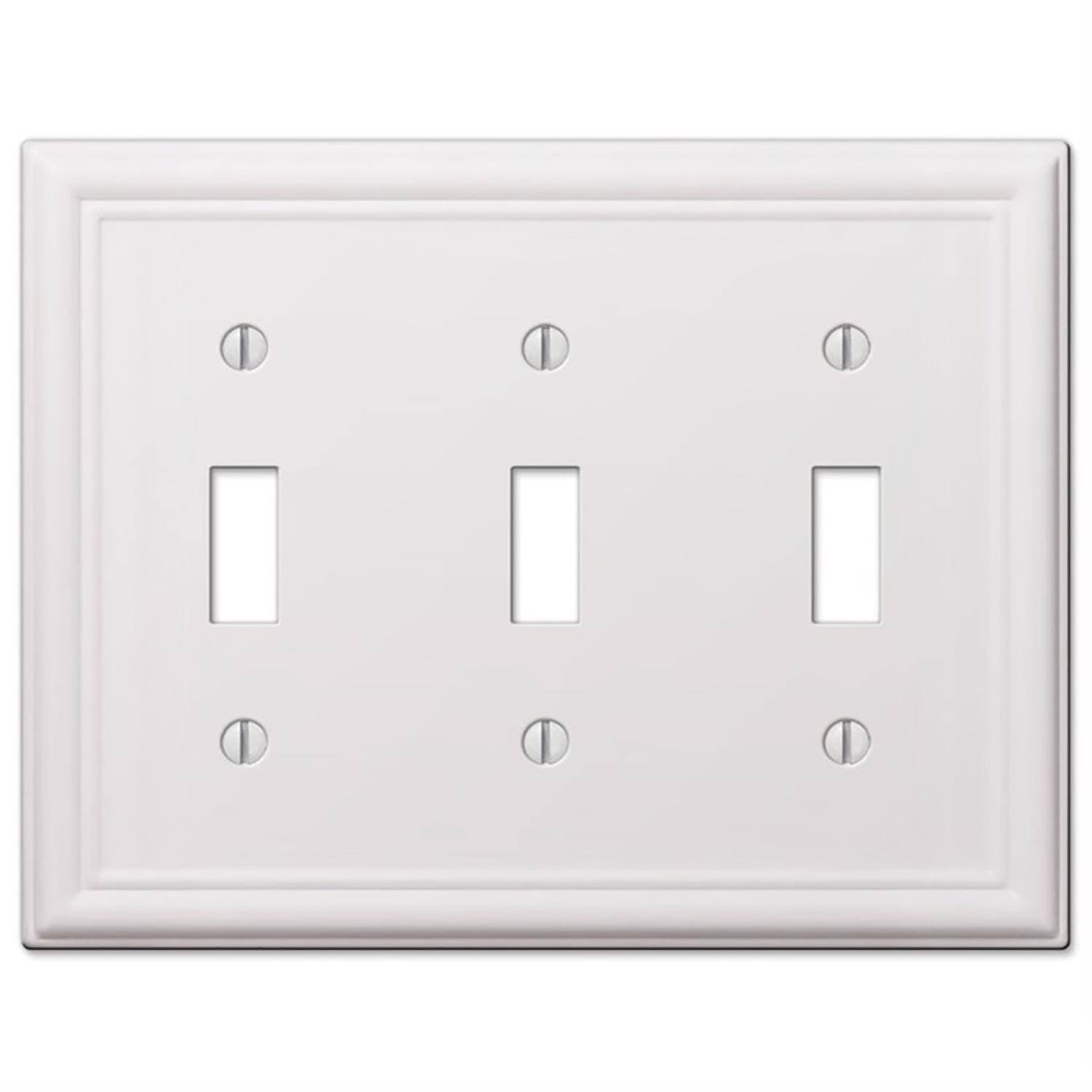 Angle. AMERELLE - Amerelle Chelsea White 3 gang Stamped Steel Toggle Wall Plate 1 pk - White.