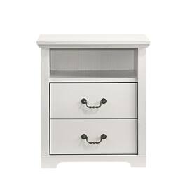 Loheer - Set of 2 Nightstands with Open Shelf and 2 Drawers, Rustic Bedroom Furniture - White
