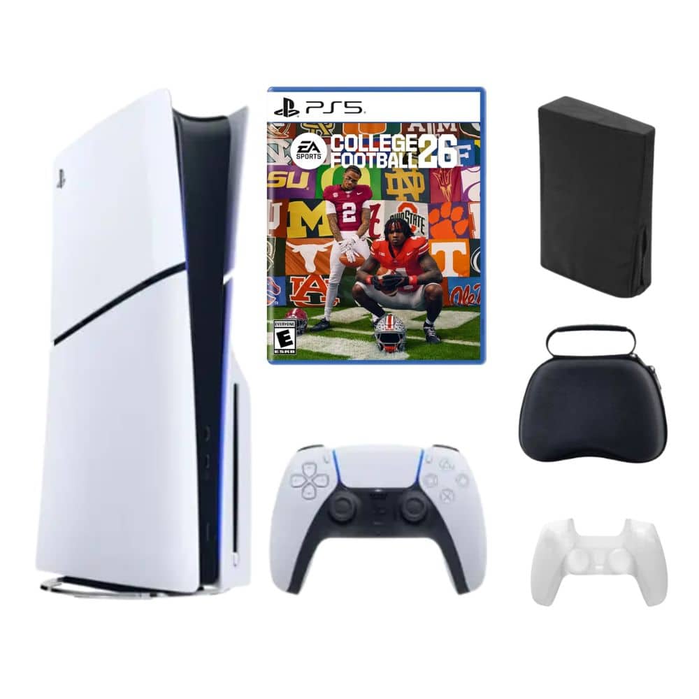 PlayStation 5 Slim Disc Bundle with College Football 26 Game and Accessories - PlayStation