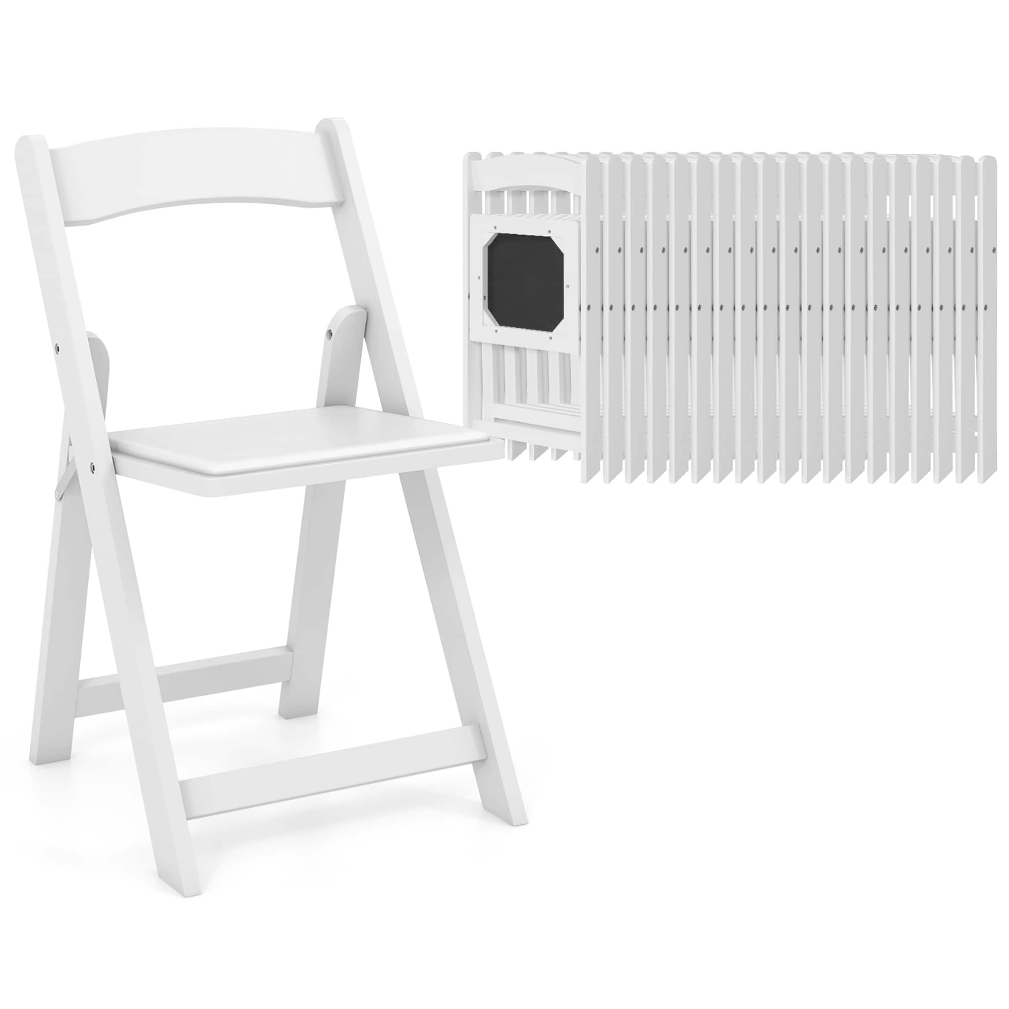 Gymax - Set of 20 Dining Chairs w/ Rubber Wood Legs & Padded Seat for Home Office Events - White