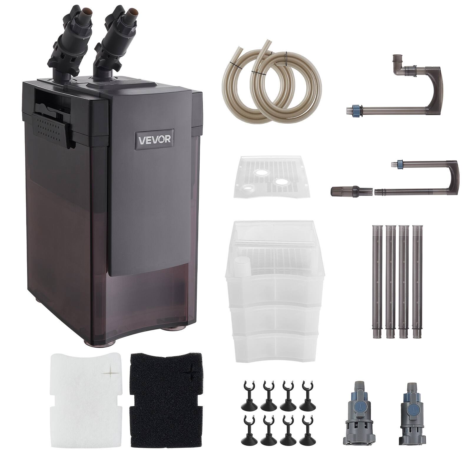Alt View 5. VEVOR - 162.7GPH Canister Filter, 3-Stage External Aquarium Filter with Powerful Pump, Water Circulation Cleaning Machine - Black.