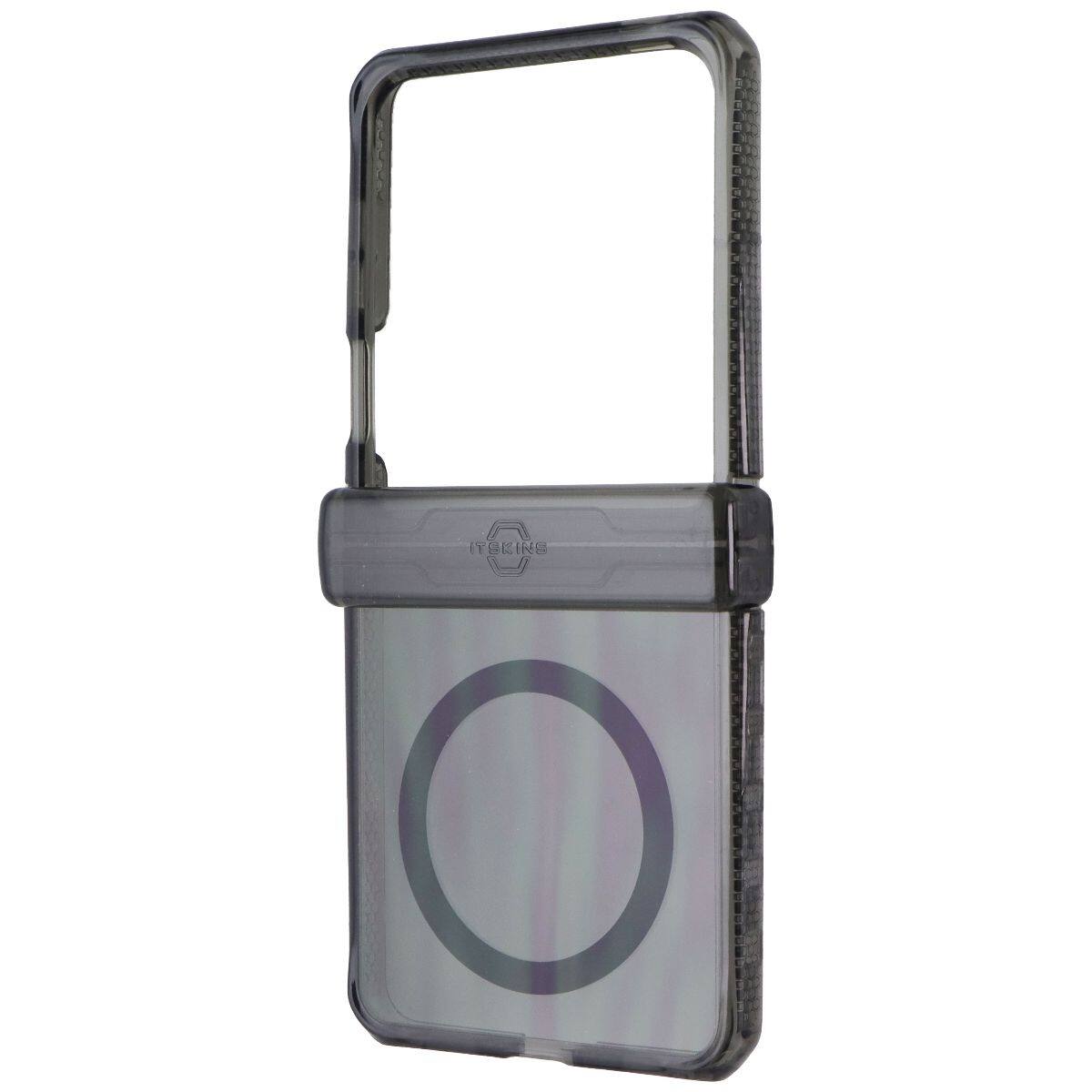 Front. Itskins - ITSKINS Hybrid R Clear Hinge Magnetic Case for Samsung Galaxy Z Flip7 - Smoke - Black.