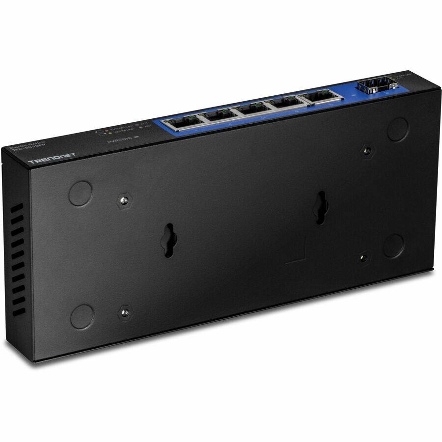Alt View 2. Trendnet - TRENDnet TEG-S51SFP, 5-Port Gigabit Compact Metal Desktop Switch with Gigabit SFP Slot, Fanless Design, Wall Mountable - Black.