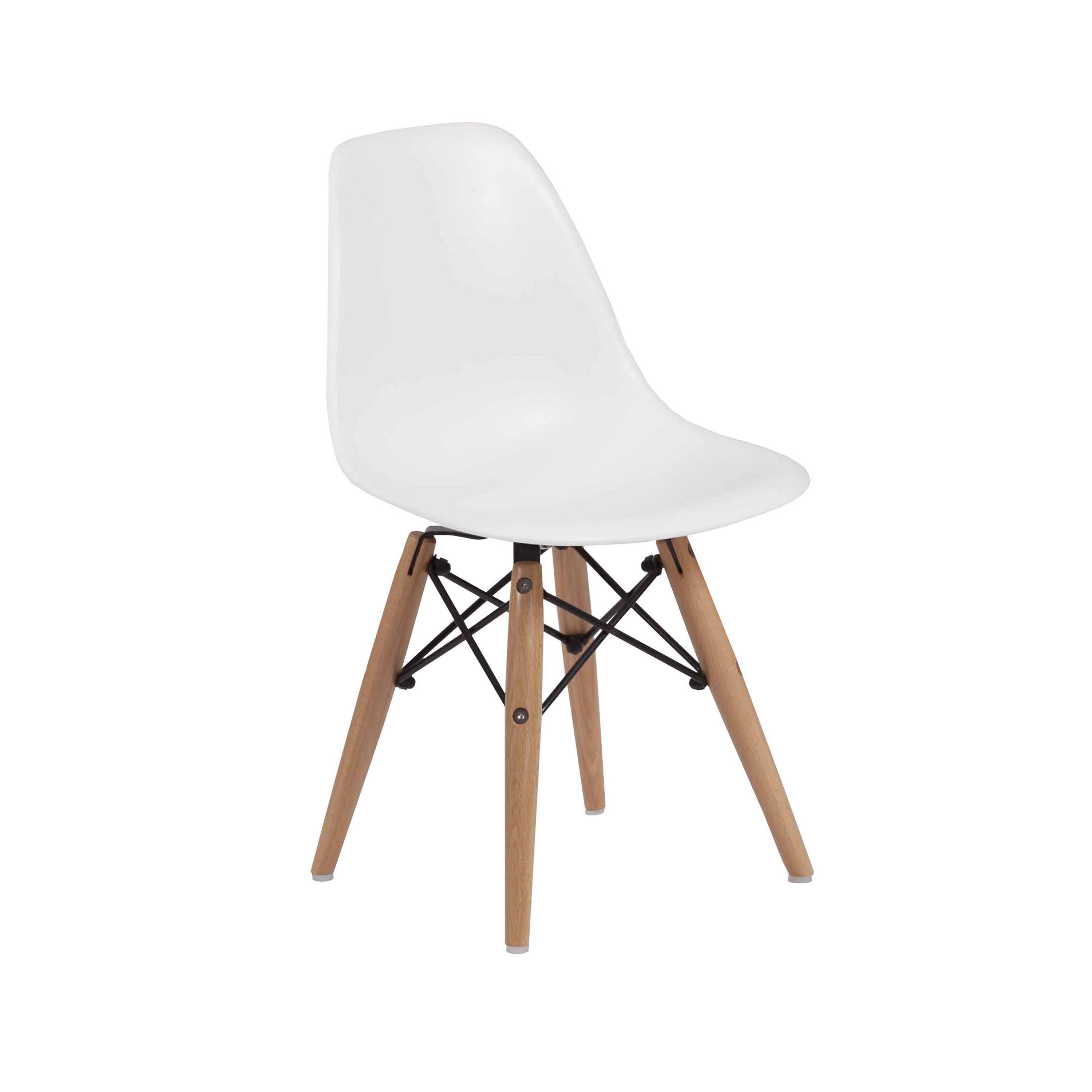 Angle. Manhattan Lane - Ben Kids Dining Chair Set of 2, Modern , Eiffel  Wood Legs - White, Brown, Black.