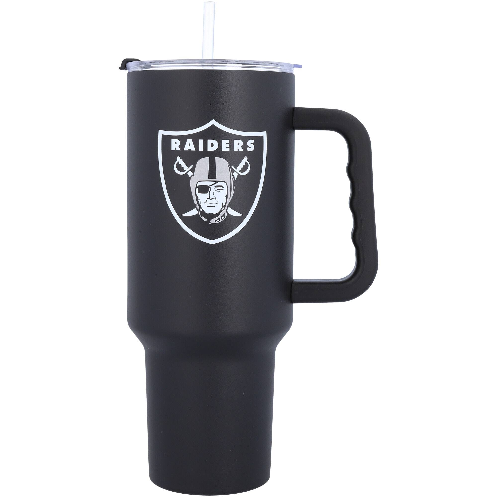 Front. Logo Brands - Las Vegas Raiders 40oz. Travel Tumbler with Handle - Multicolor.