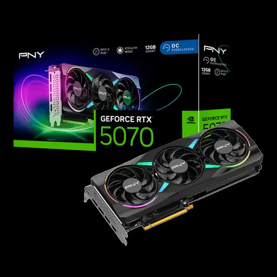 PNY GeForce RTX 5070 * 12GB GDDR7 * OC Overclocked * RGB Stealth Mode * 12GB GDDR7 * OC Overclocked