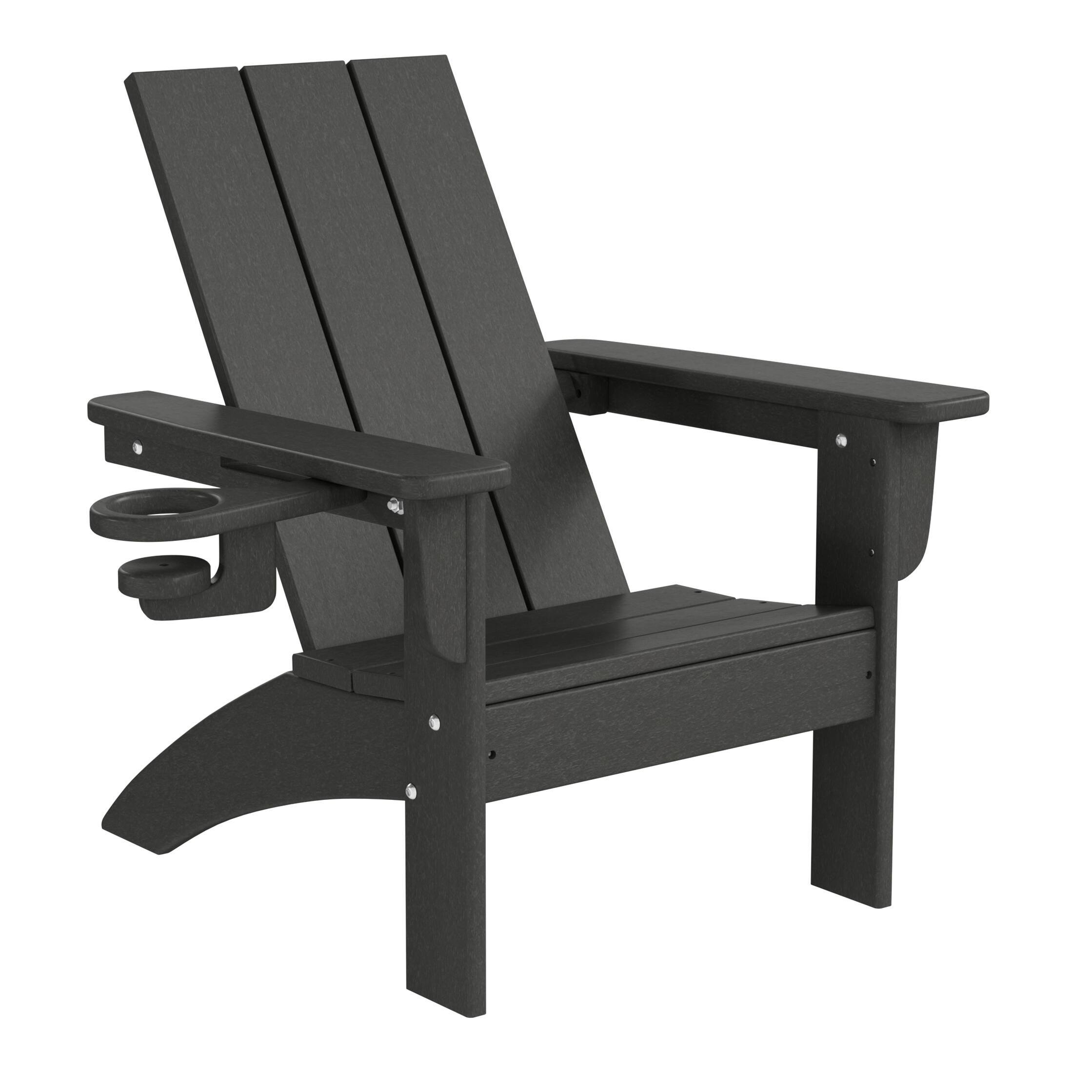 Back. WestinTrends - WestinTrends Ashore Kids Outdoor HDPE Plastic Modern Adirondack Patio Chairs with Cup Holders (Set of 2) - Gray.