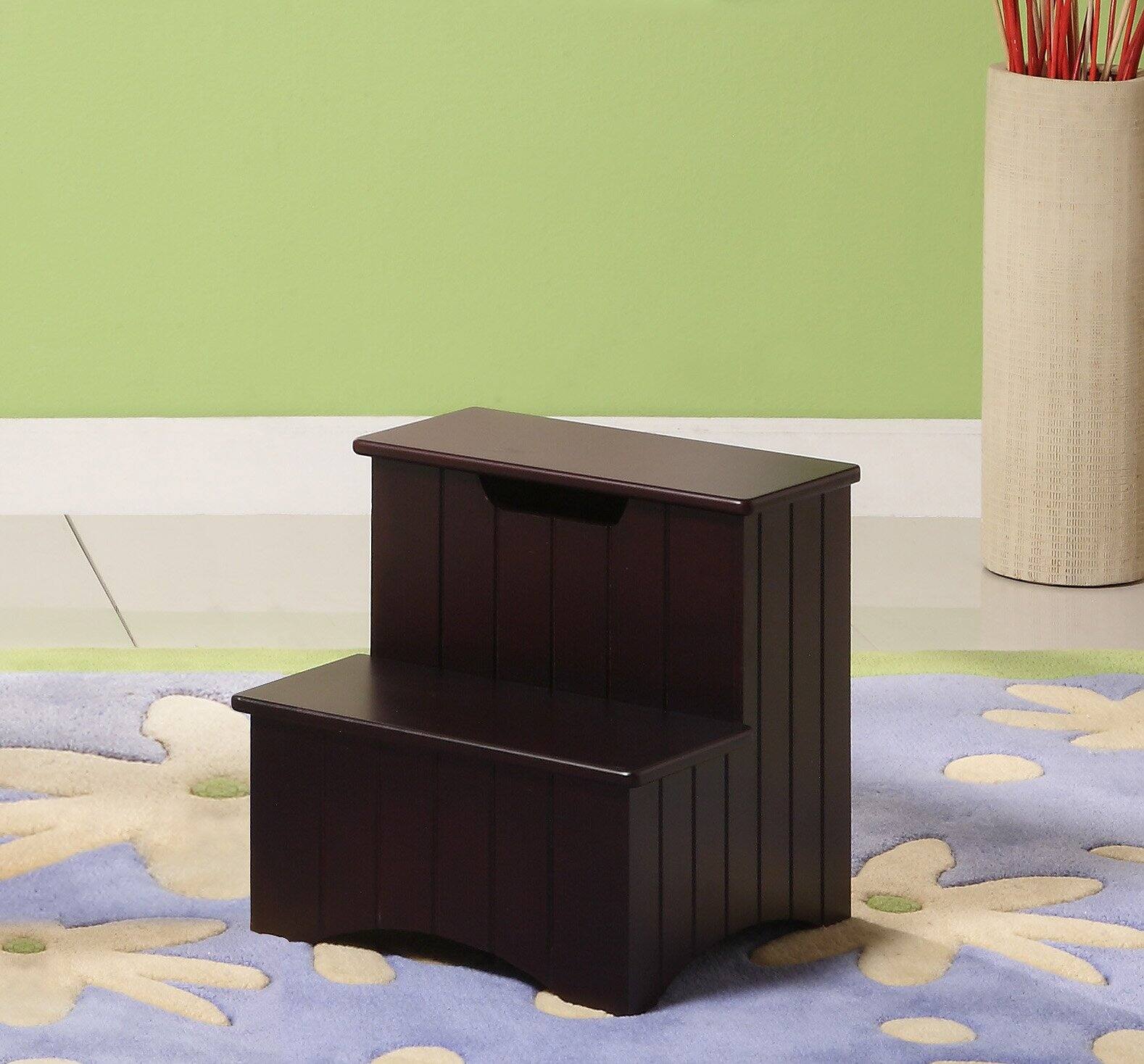 Alt View 1. Kings Brand Furniture - Kings Brand Furniture Takoma Wood Step Stool With Storage - Dark cherry.