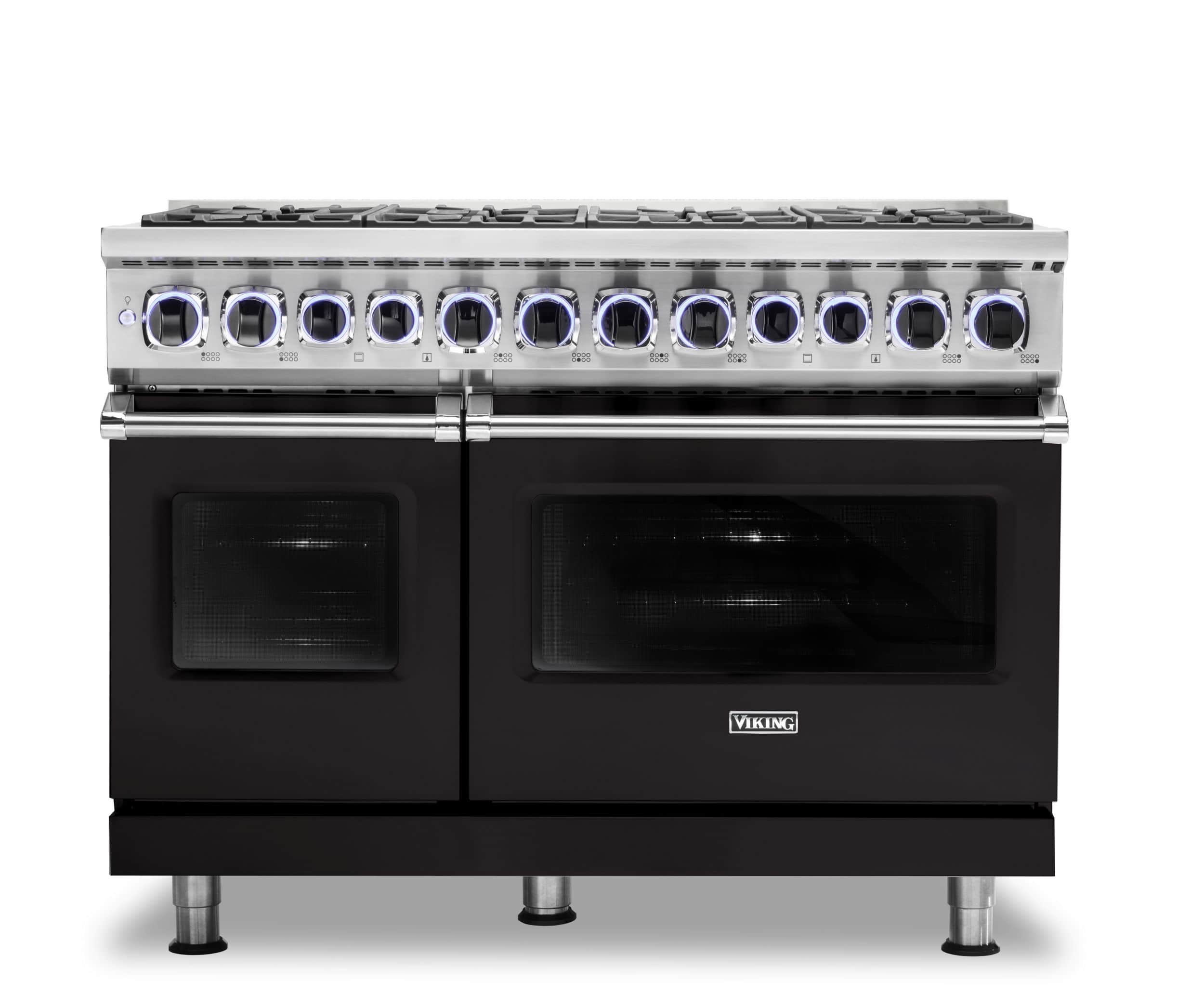 Viking - 48"W./24"D. Dual Fuel Sealed Burner Range-8 Burners-LP - Onyx - Front_Zoom