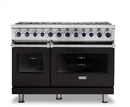 Viking - 48"W./24"D. Dual Fuel Sealed Burner Range-8 Burners-LP - Onyx