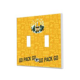 Keyscaper - Green Bay Packers 2024 Illustrated Limited Edition Double Toggle Light Switch Plate - White