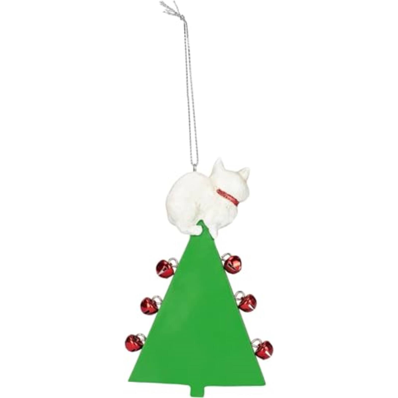 Angle. Ganz - Oh Christmas Tree Cat Resin Christmas Ornament 4.9 inch - Green.