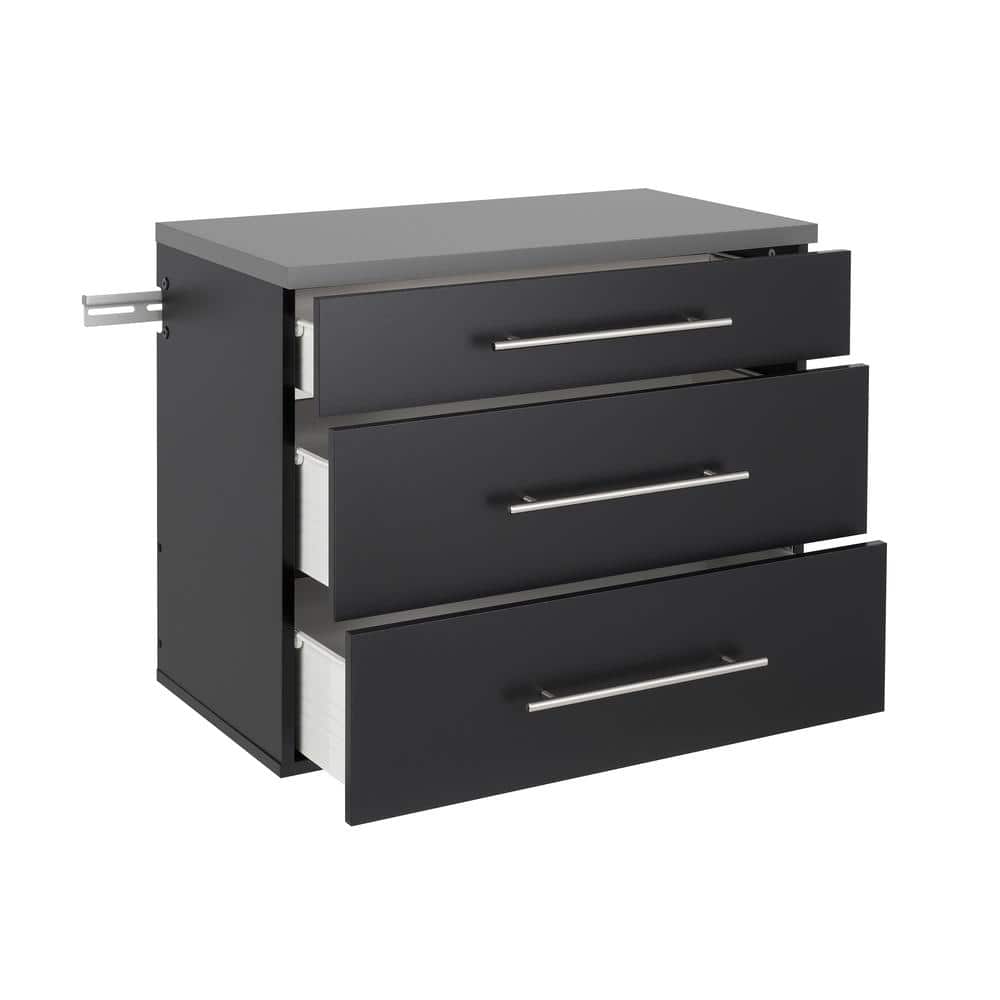 Prepac - HangUps 3-Drawer Base Storage Cabinet - Black