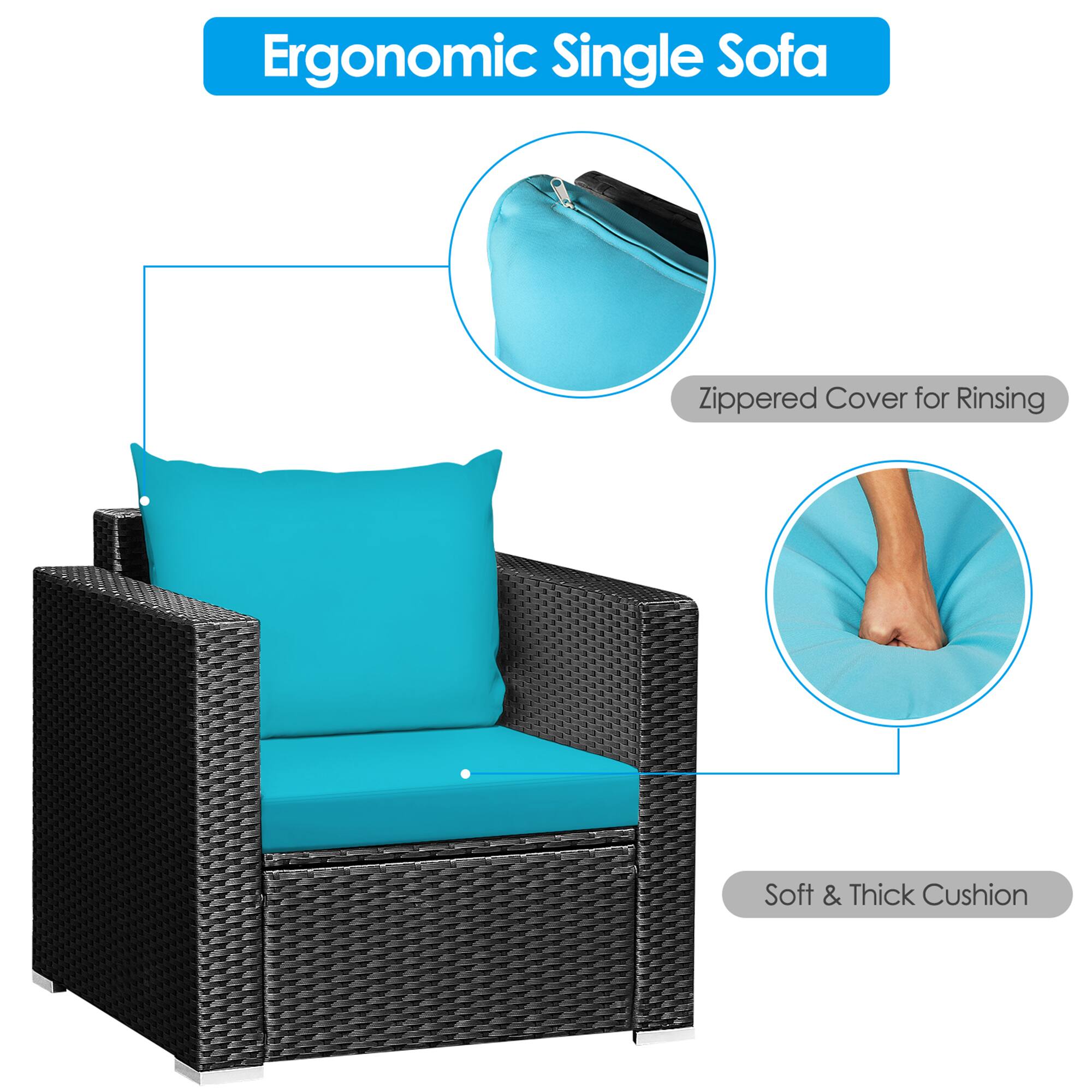 Ergonomic Single Sofa

- Zippered Cover for Rinsing
- Soft & Thick Cushion