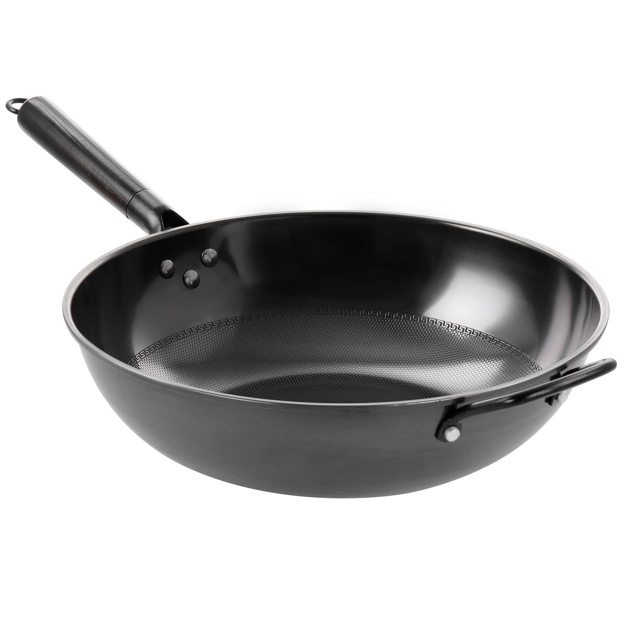 Front. Gibson - Gibson Home Debossed 13 Inch Heavy Gauge Carbon Steel Wok in Black - Black.