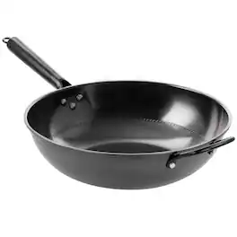 Gibson - Home Debossed 13 Inch Heavy Gauge Carbon Steel Wok - Black