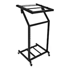 Front. 5 CORE - 5Core DJ Mixer Stand 16U Adjustable Audio Rack Mount Rolling Stage Cart w Wheel - Black.