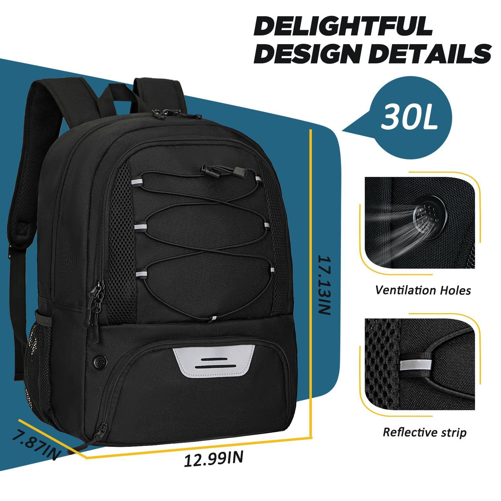 Alt View 2. Stamp n Camp - Soccer Bag  Basketball With Ball Compartment & Shoe Large Backpack For Gym,football - black.