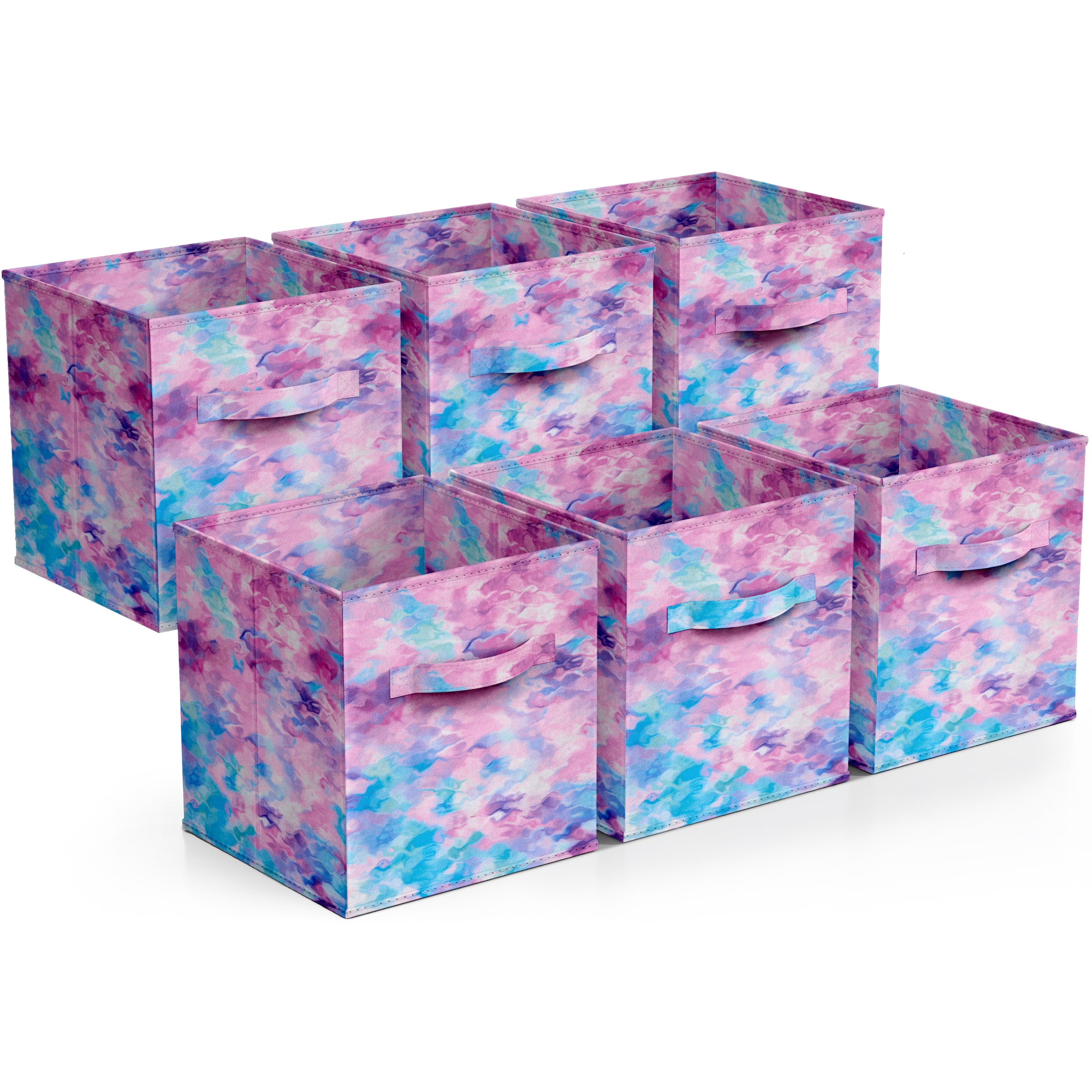 Front. Sorbus - Sorbus Foldable Storage Cubes - 6 Fabric Baskets for Organizing Pantry, Closet, Shelf, Nursery, Playroom, Toy Box, Cubby - Tie-Dye Purple.