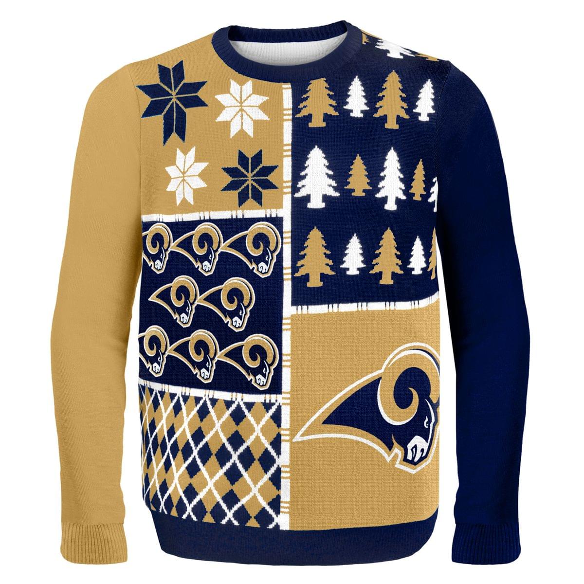 Front. Forever Collectibles - St. Louis Rams Busy Block NFL Ugly Sweater Large - Blue.