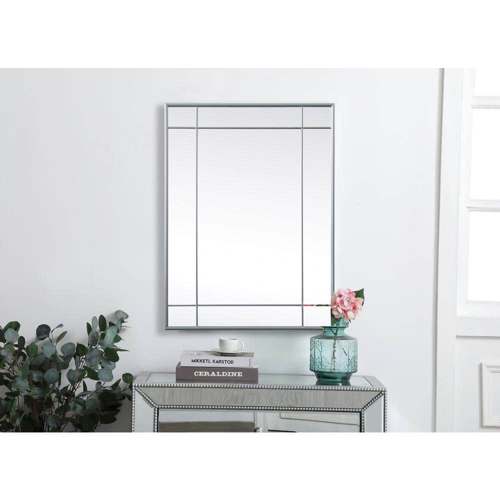 Elegant Decor - French Panel Wall Mirror 30x40 Inch In - Silver