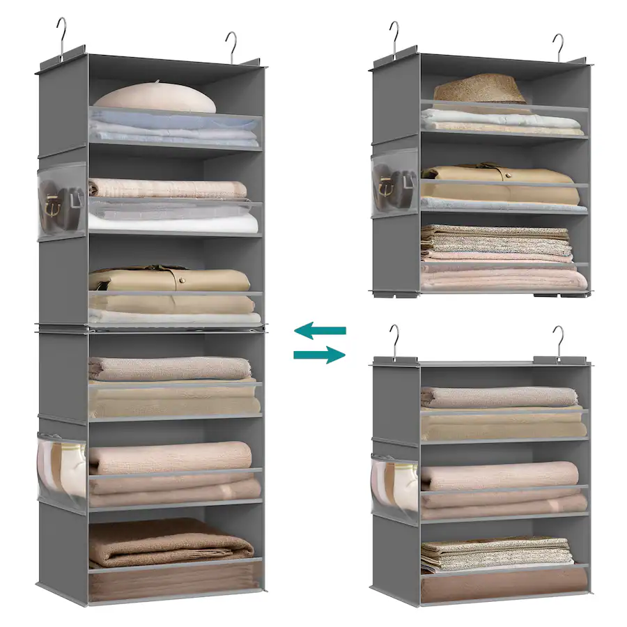 Songmics Home Hanging Closet Organizer, 6 Tier Fabric Storage Shelf ...