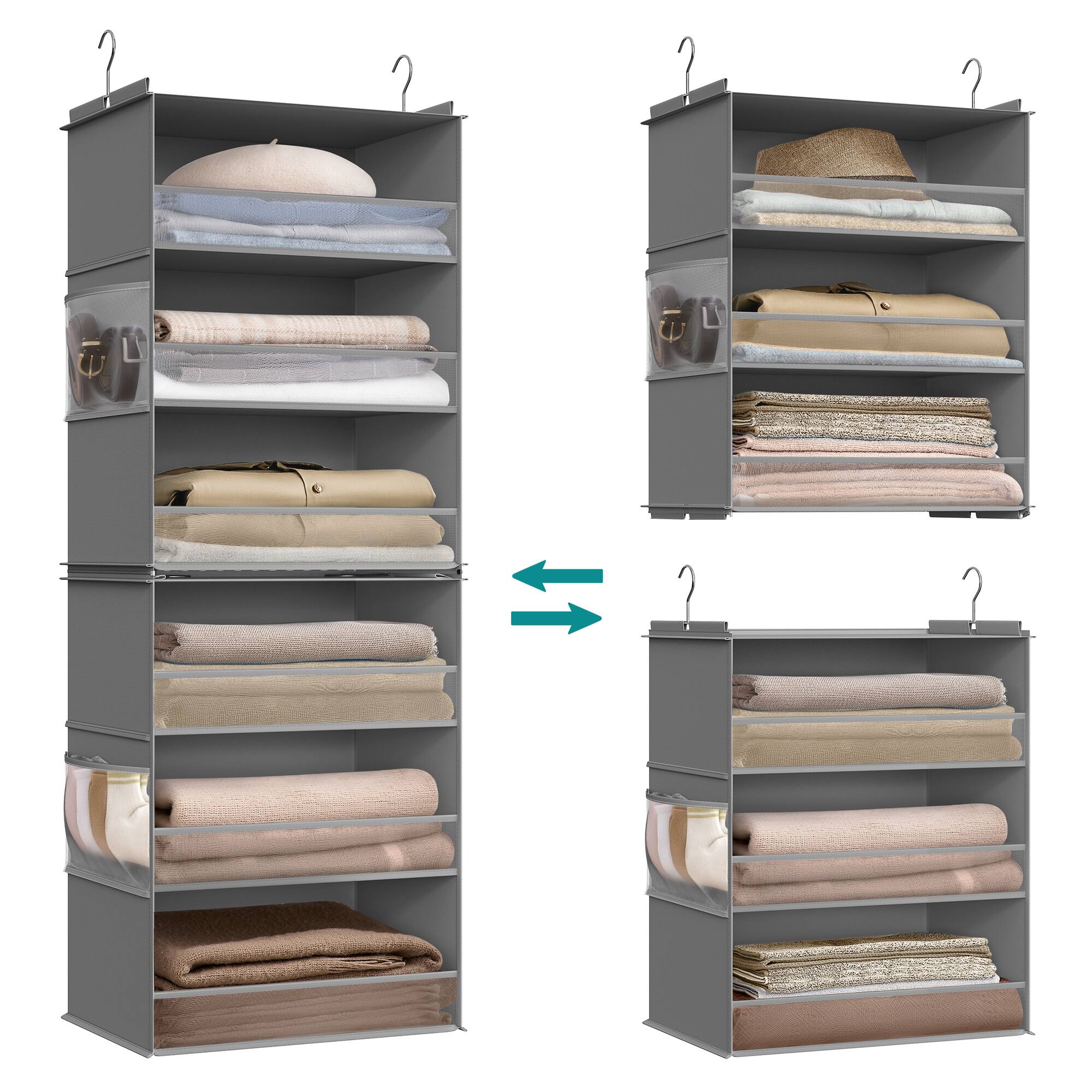 Songmics Home Hanging Closet Organizer, 6 Tier Fabric Storage Shelf ...