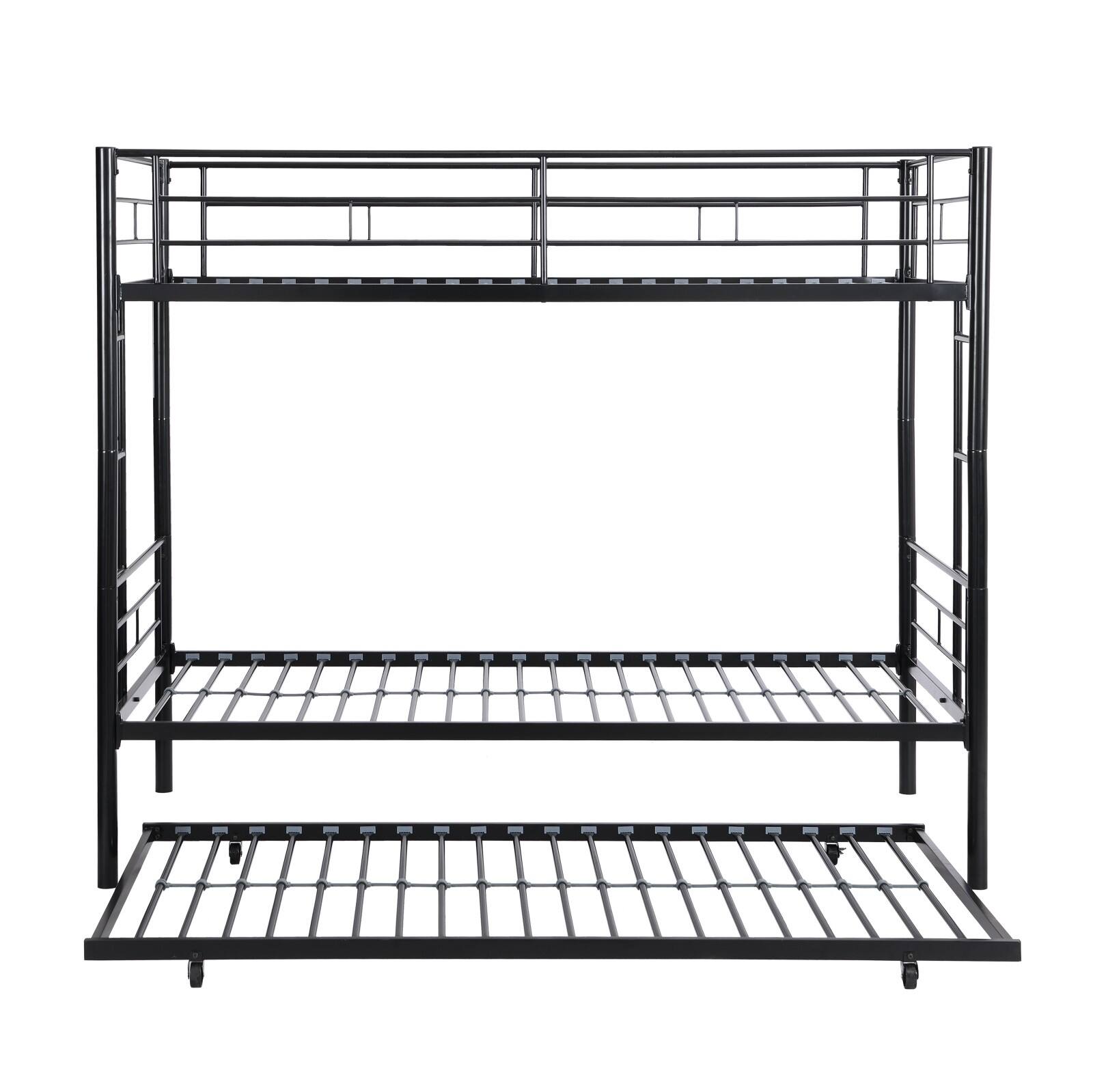 Alt View 7. Ecooso - Twin Over Twin  Metal  Bunk Bed with trundle - Black.