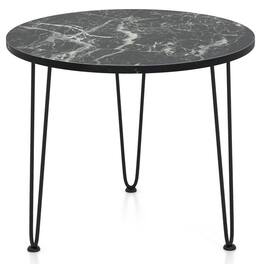 SlickBlue - Round Coffee Table with Thickened Tabletop & Metal Tripod Legs for Living Room - Black
