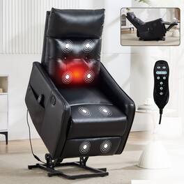 GOODSILO - Single Motor Power Lift Recliner Chair with Massage and Heat Functions for Enhanced Comfort and Relaxation - Black