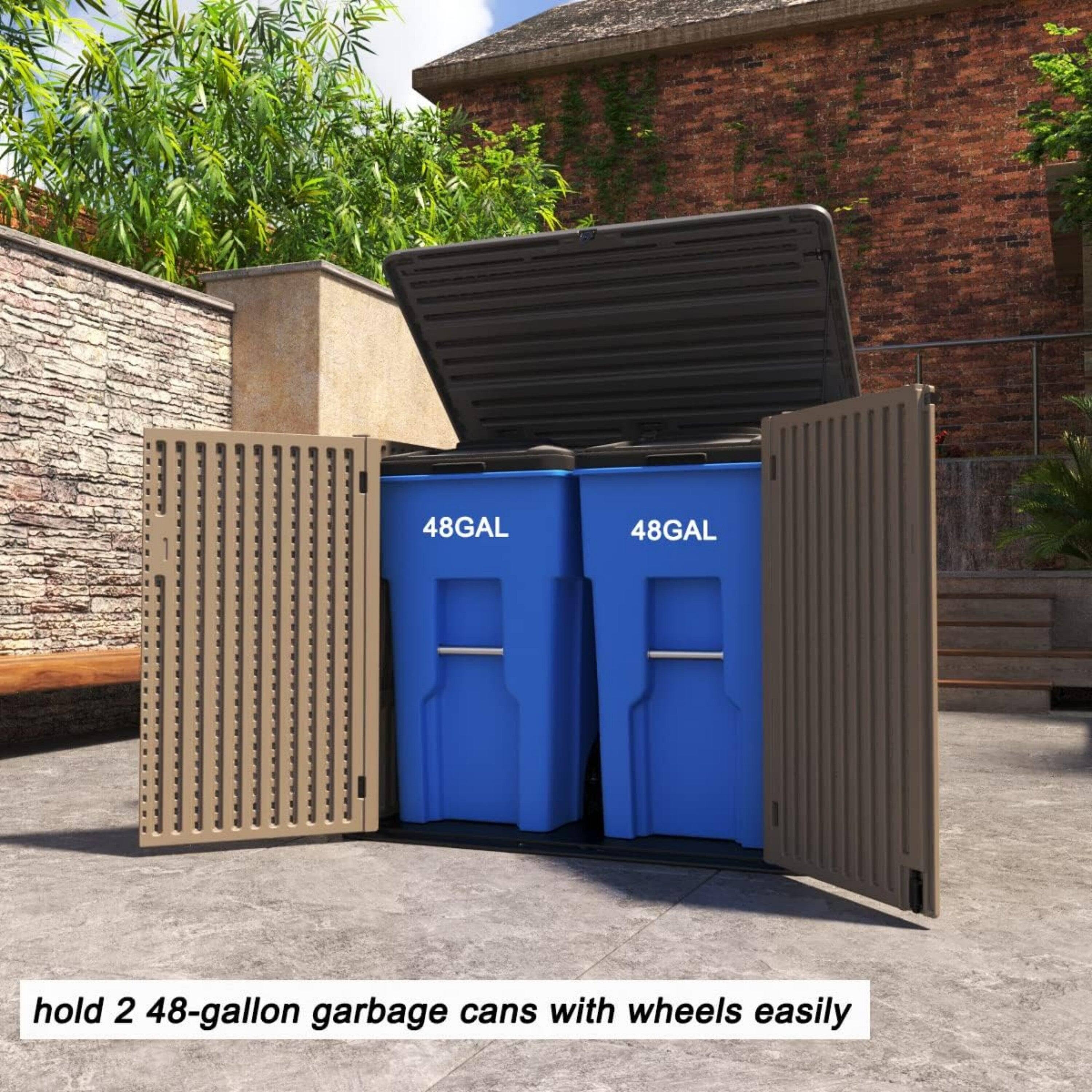 48GAL 48GAL hold 2 48-gallon garbage cans with wheels easily