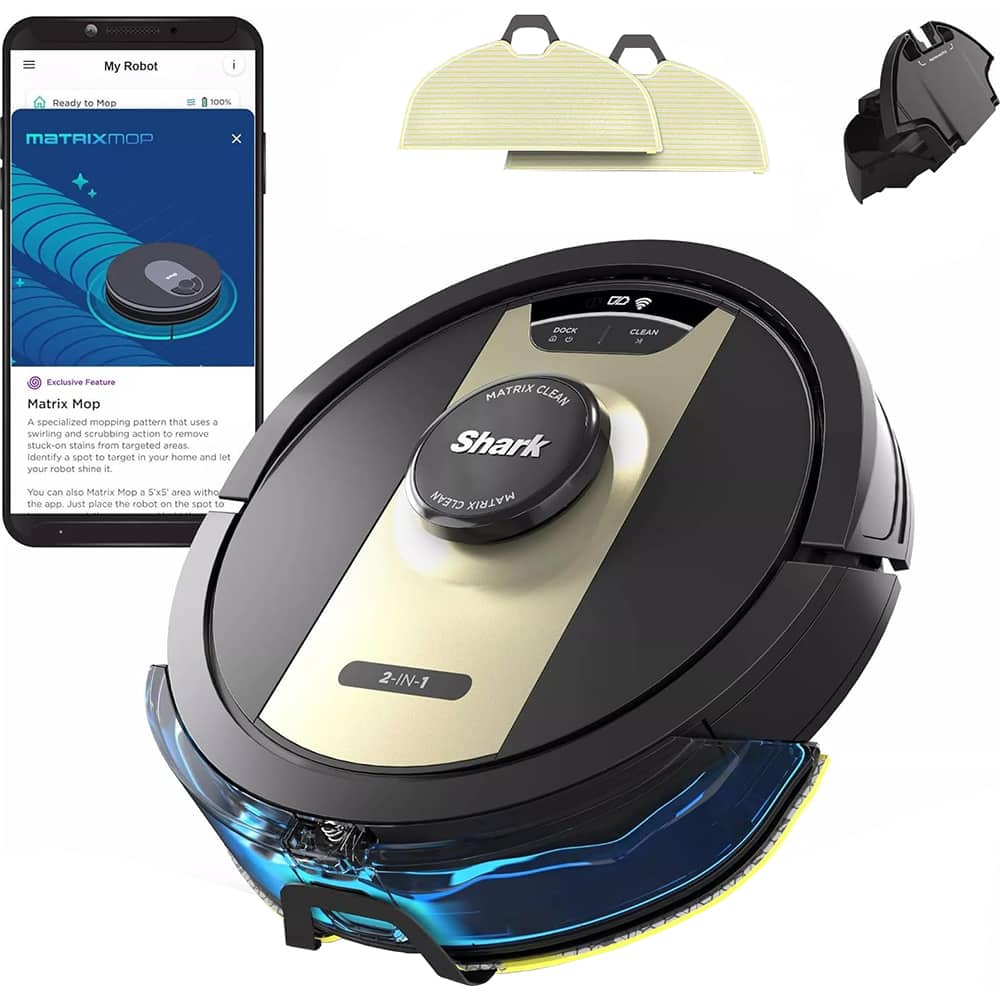 Shark - Refurbished Excellent - Matrix 2-in-1 Robot Vacuum/Mop with Sonic Mopping RV2410WD - Black