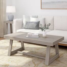 Plank+Beam - Classic Rectangular Coffee Table (48in x 24in / 1220mm x 610mm) - Seashell Wirebrush